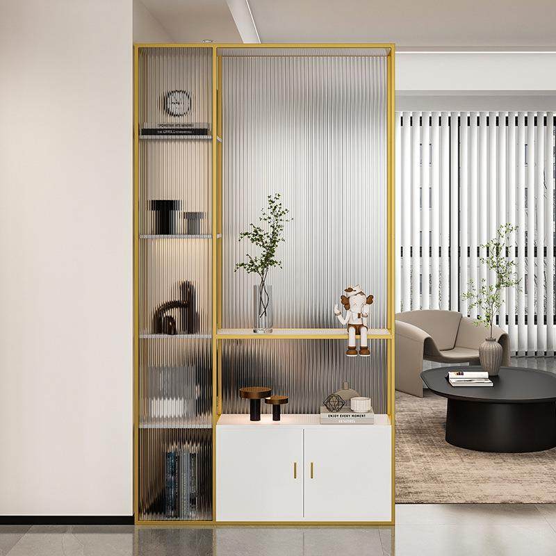 简约现代玻璃隔断柜客厅进门遮挡玄关柜门厅柜极简入户屏风置物架