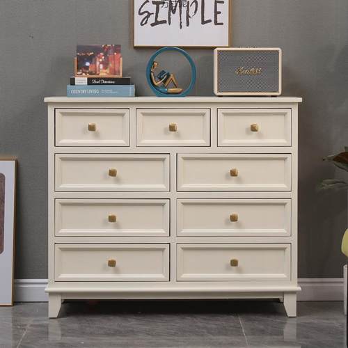 美式五斗柜收纳柜轻奢储物柜抽屉柜九斗柜卧室靠墙收纳柜实木斗柜