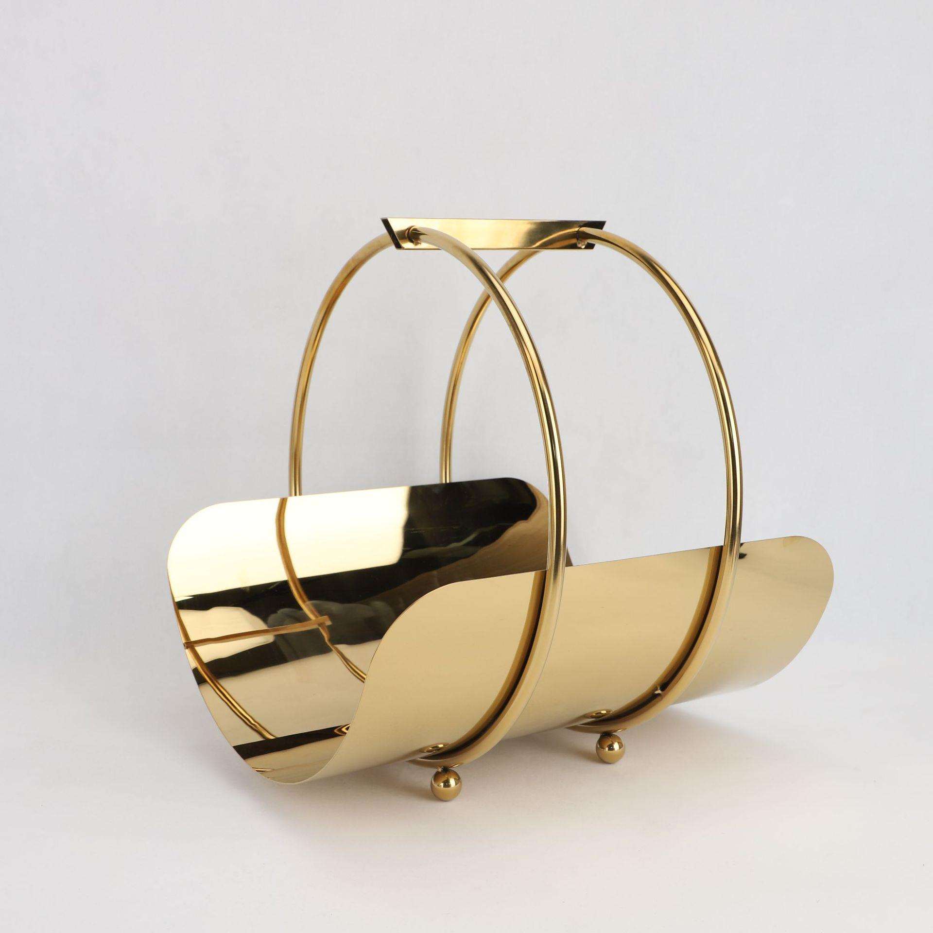 现代简约金属不锈钢钛金杂志架摆件样板房售楼部家居书房轻奢装饰