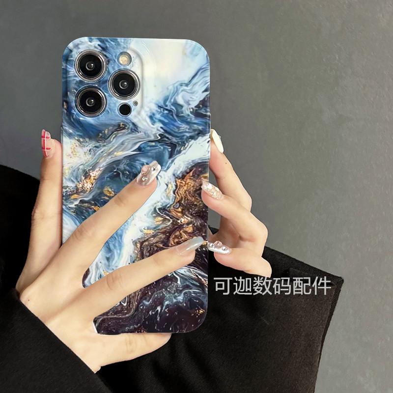 适用于iphone17promax苹果12手机壳华为小米蓝白大理石新款13/14pro菲林壳xs卡通创意个性xr高级感1