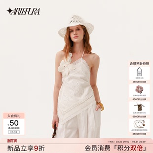 手钩花刺绣挂脖亚麻上衣女度假风背心吊带 新款 ARTE PURA2026夏季