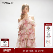 ARTE PURA胶囊系列粉绿花朵印花花苞抹胸裙女原创设计蕾丝裙