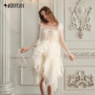 ARTE PURA23SS米色肌理吊带纱裙精灵花仙子仙女连衣裙气质名媛风