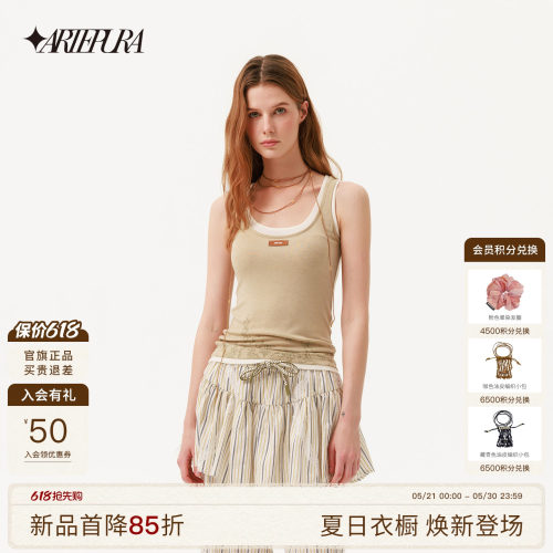ARTEPURA撞色无袖印花背心女