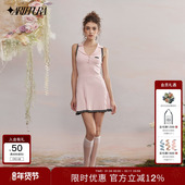 polo针织连衣裙女高球千金高尔夫穿搭新款 ARTE PURA粉色压褶无袖
