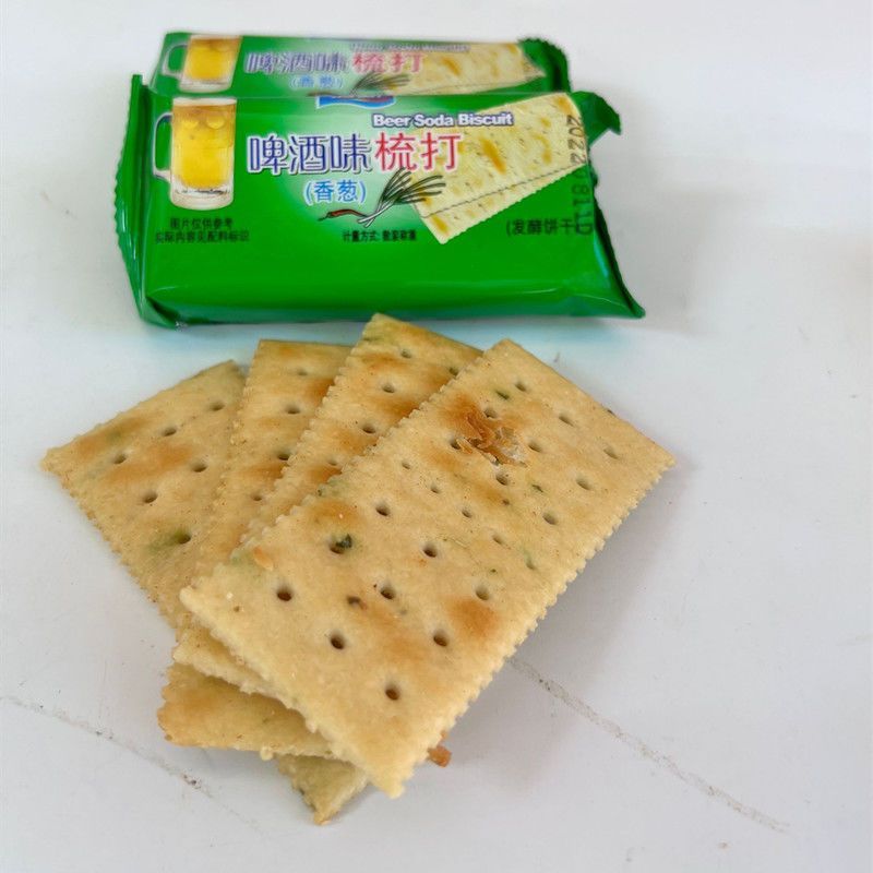 海新啤酒味梳打饼香葱味 苏打饼 咸苏打饼干梳打饼干零食茶点