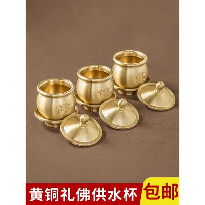 纯黄铜进招宝财供水杯家用佛堂供奉佛具礼佛上供圣水杯供杯观世音