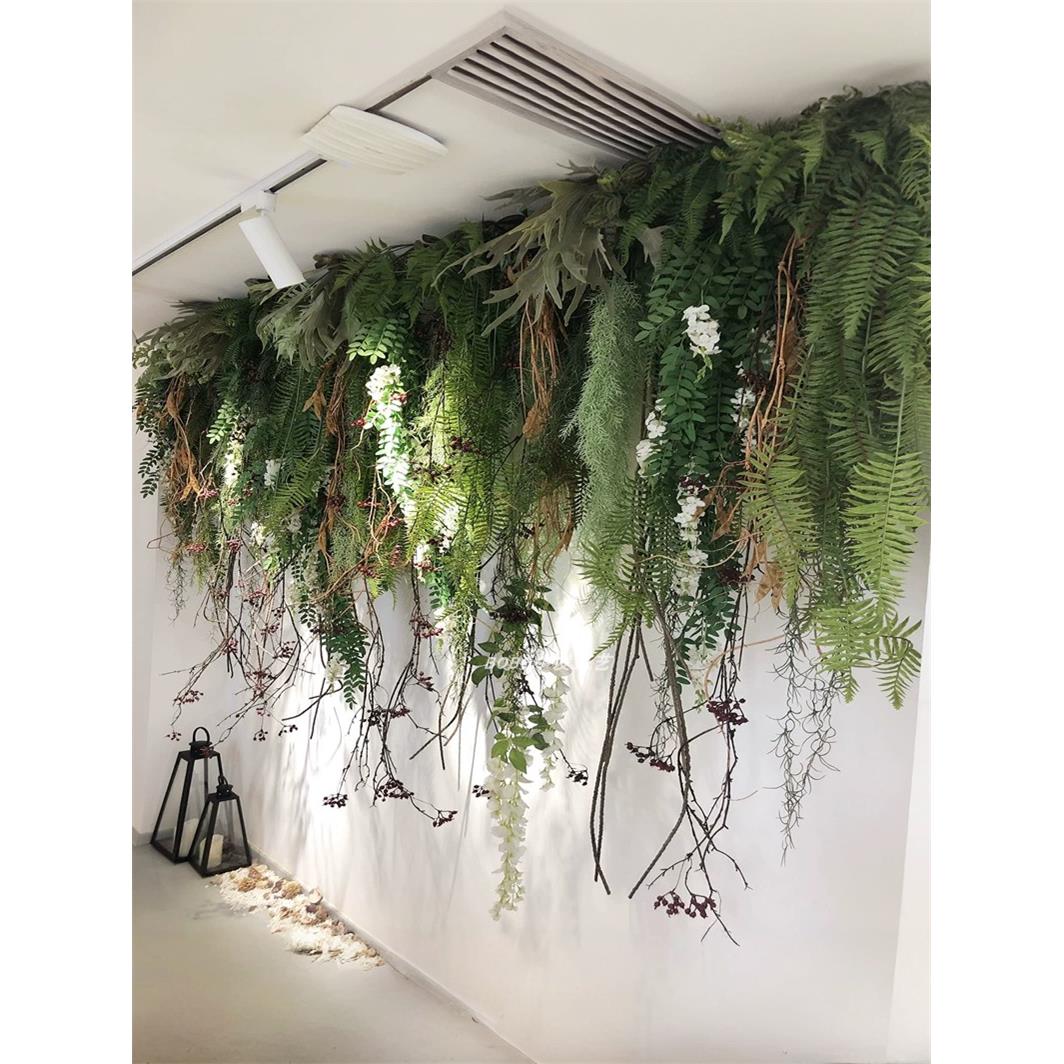 仿真绿植壁挂垂吊藤条绿色植物吊兰波斯蕨类墙壁管道吊顶门头装饰