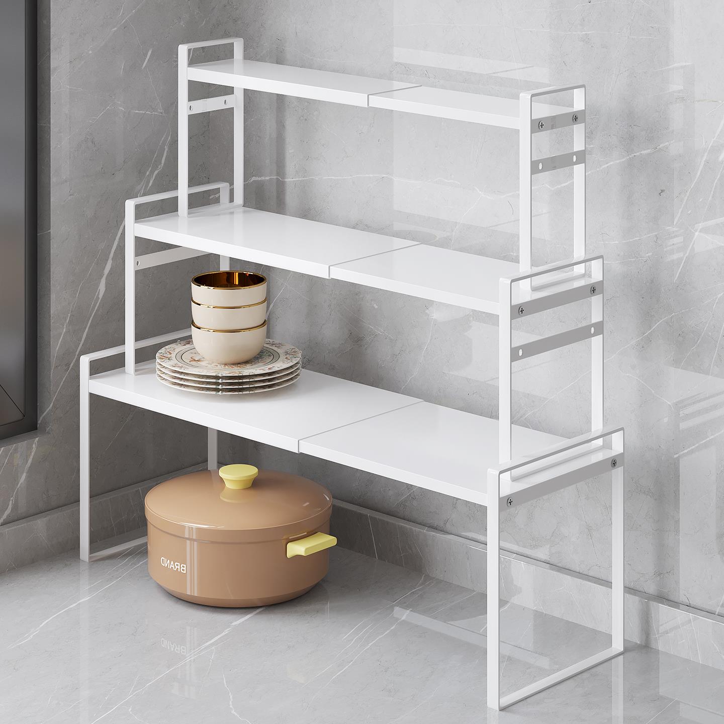 厨房台面置物架窗边窗台收纳窄款叠加层架空间利用可伸缩隔板双层