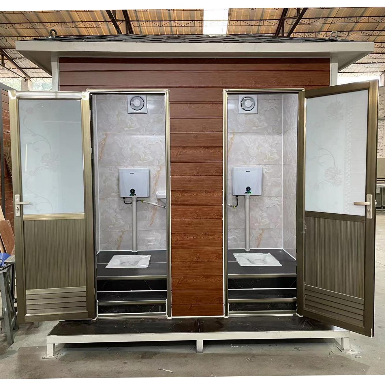 广东广州定制金属雕花板移动厕所淋浴房户外专用双人位卫生间
