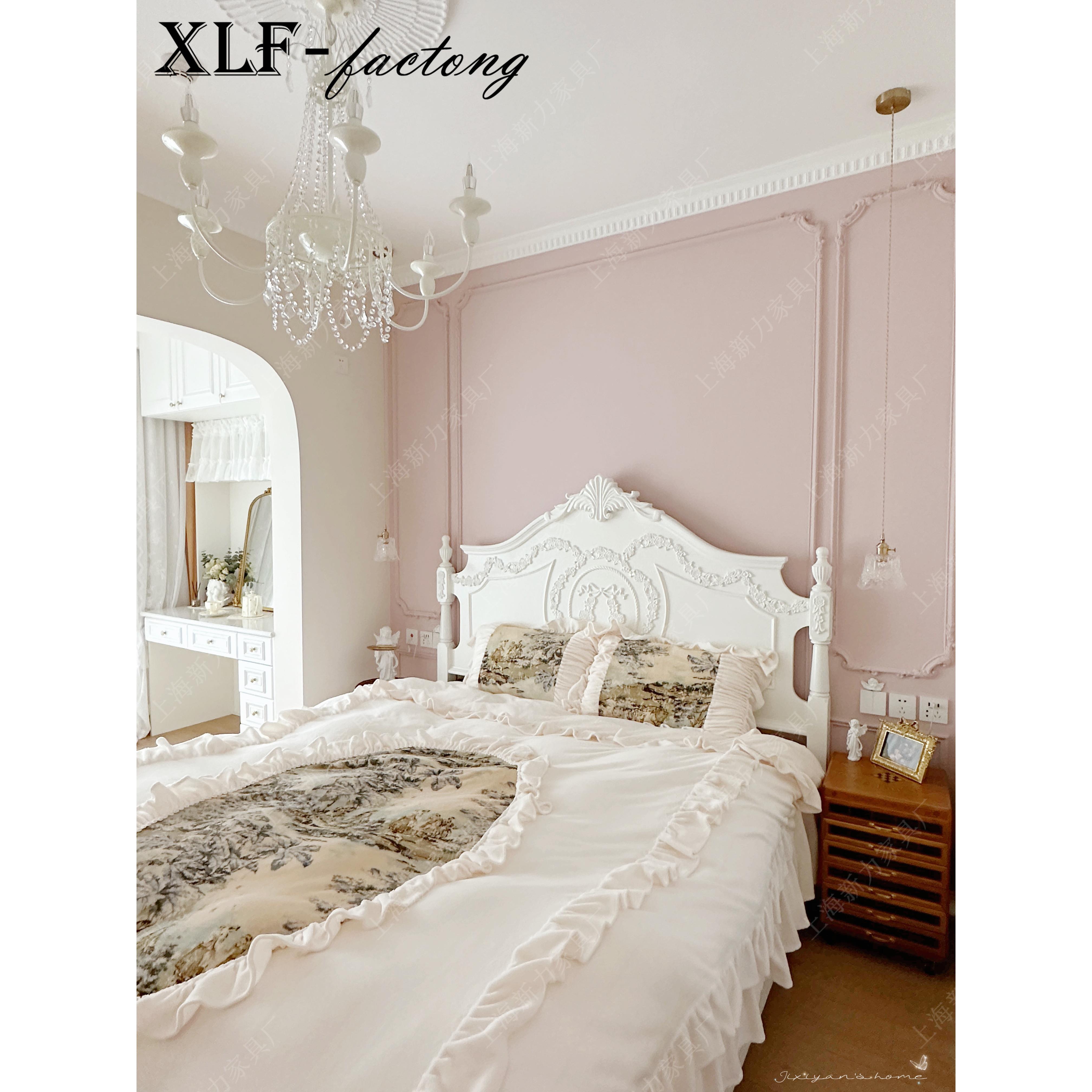 法式实木公主床欧式白色时尚女儿床雕花1.5米1.8米儿童房小女孩床