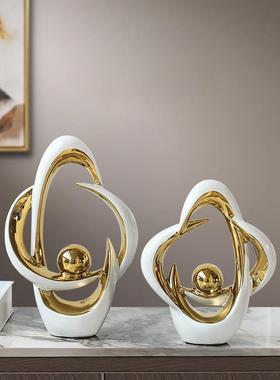 北欧轻奢陶瓷时来运转艺术摆件家居客厅酒柜电视柜办公室桌面装饰