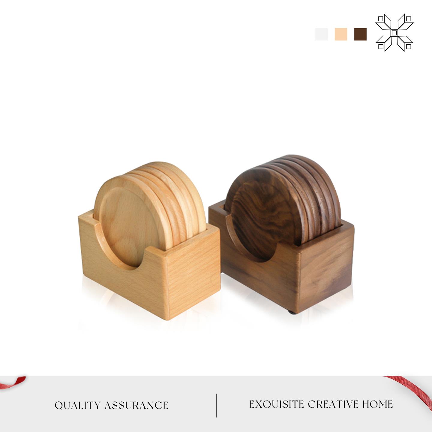 MOLA.Plume.杯具黑胡桃木茶杯垫隔热垫创意咖啡杯垫套装丨黑羽