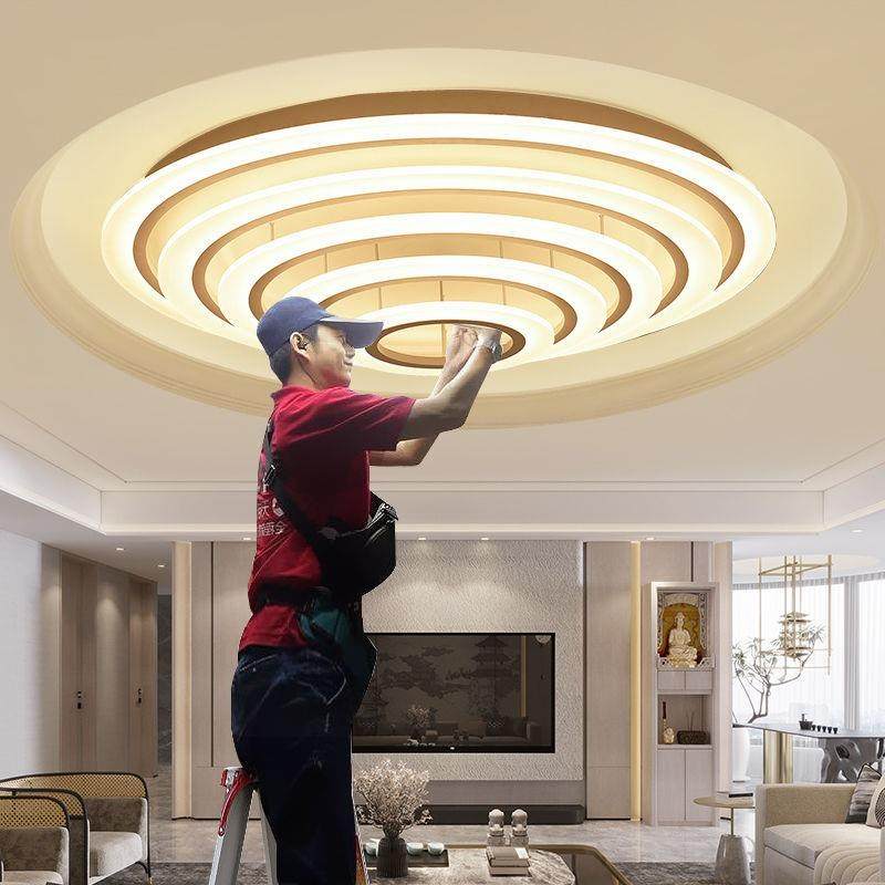客厅灯现代简约大气2024新款高档LED会议室圆形大厅灯卧室吸顶灯