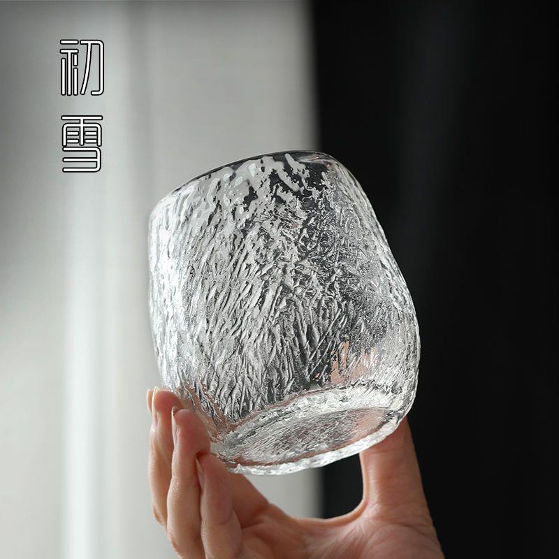 日式玻璃杯水杯耐热锤纹喝水杯子耐高温家用待客套装加厚单层茶杯