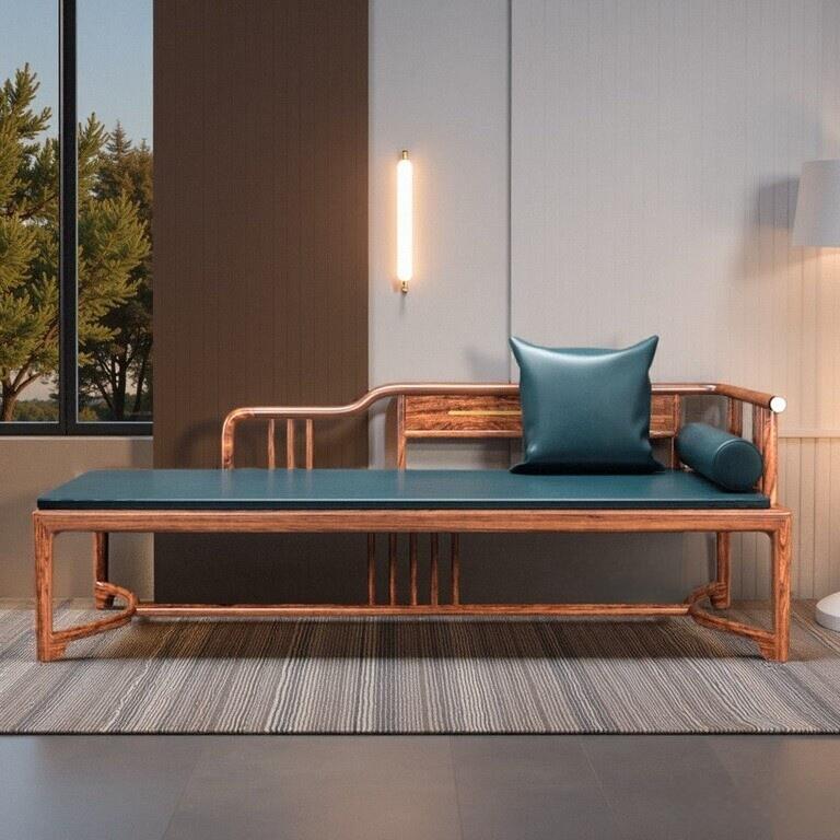 新中式实木贵妃椅客厅卧室美人榻沙发小户型家具罗汉床乌金木躺椅