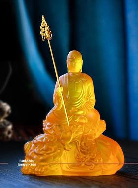 精品水琉璃谛听地藏菩萨佛像家用佛堂供奉结缘用品地藏王平安摆件