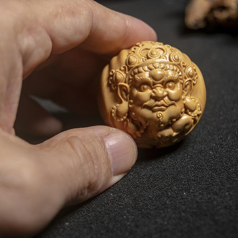 财源滚滚｜匠心志黄财神手把件随身小叶黄杨木雕手工艺品文玩