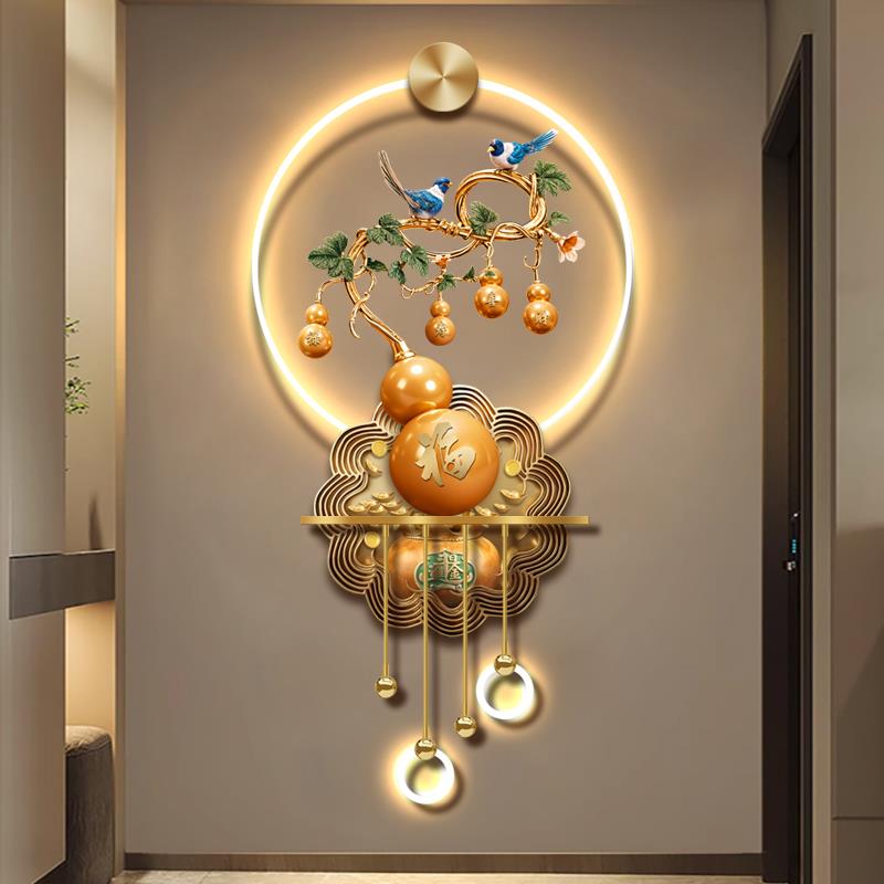 入户玄关葫芦装饰画过道走廊尽头寓意好福禄壁画LED带灯福字挂画