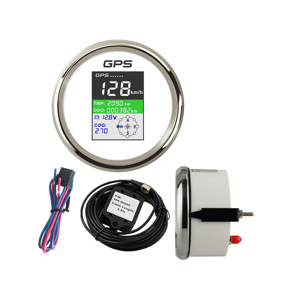 85mm船用gps速度里程表数显车船快艇电压表24V迈速里程表通用带灯