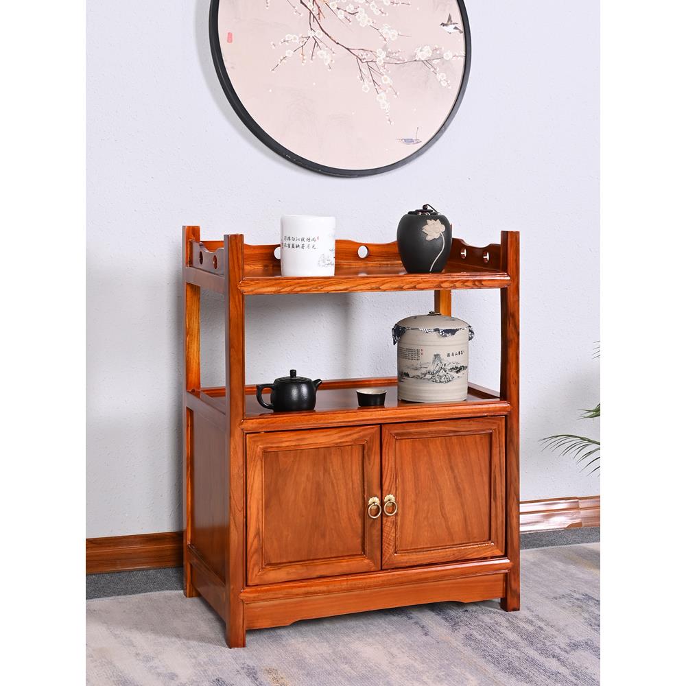 茶水柜实木新中式老榆木餐边柜家用可移动茶柜置物架客厅茶台边柜