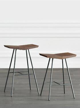 JOLOR进口意式现代简约吧台椅北美黑胡桃木PHIL实木吧凳