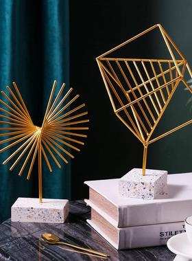 现代轻奢几何金属风铁艺术品电视柜装饰设铁制工艺客厅红酒柜摆件