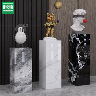 现代落地大理石摆台雕塑底座样板房酒店展厅走廊过道展示台摆件