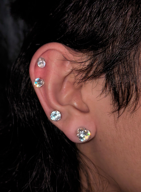 美式潮流个性耳饰艾志恒asen同款锆石爆闪耳钉免打孔耳洞磁吸耳夹