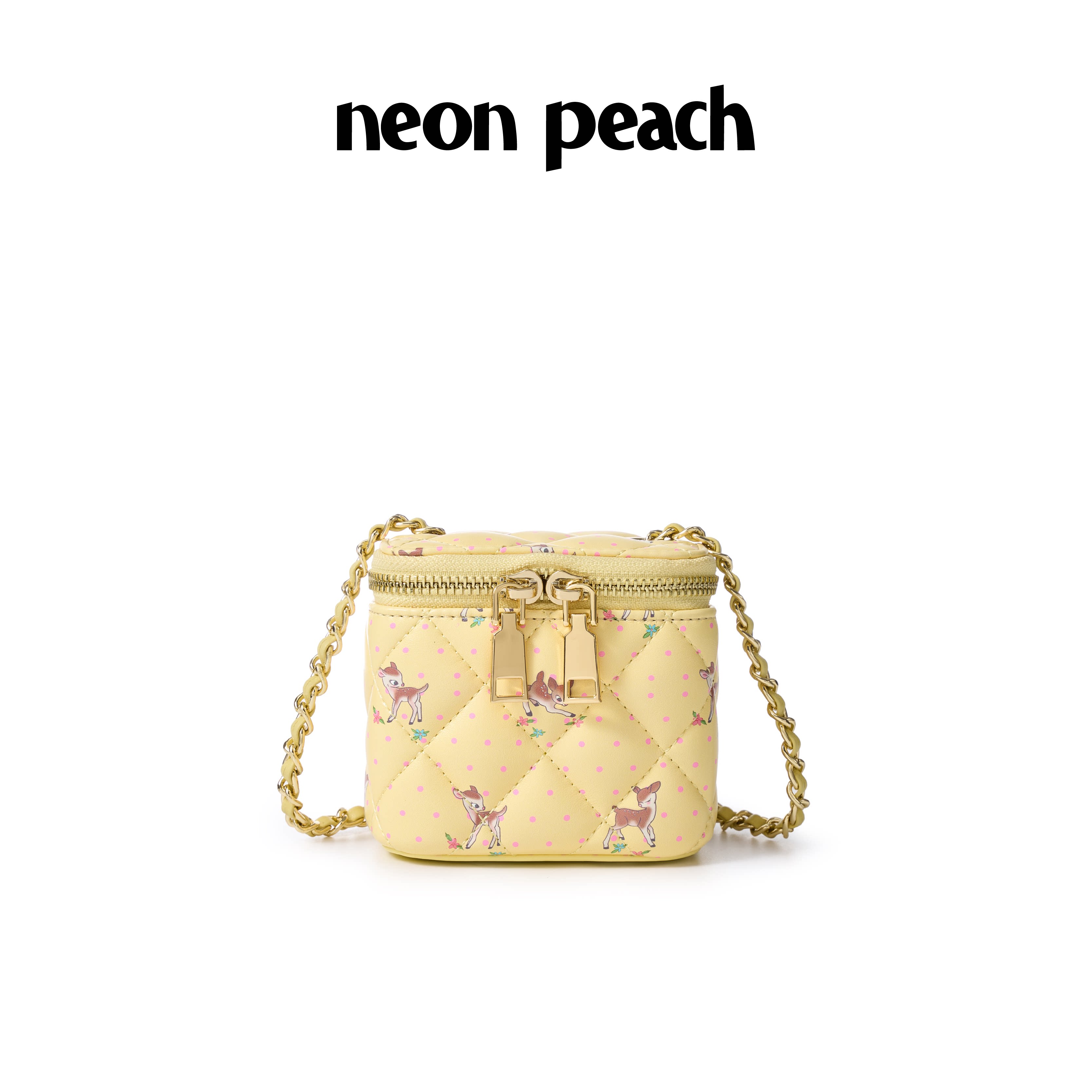 NEON PEACH霓桃原创设计缎带系列小鹿波点斑比方糖盒子迷你化妆包