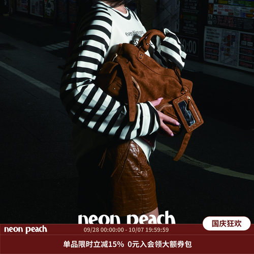 NEONPEACH麂皮绒机车包手提包