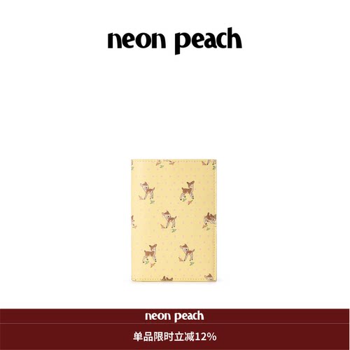 NEON PEACH霓桃原创可爱波点小鹿旅行护照夹收纳卡包礼物奶油黄色