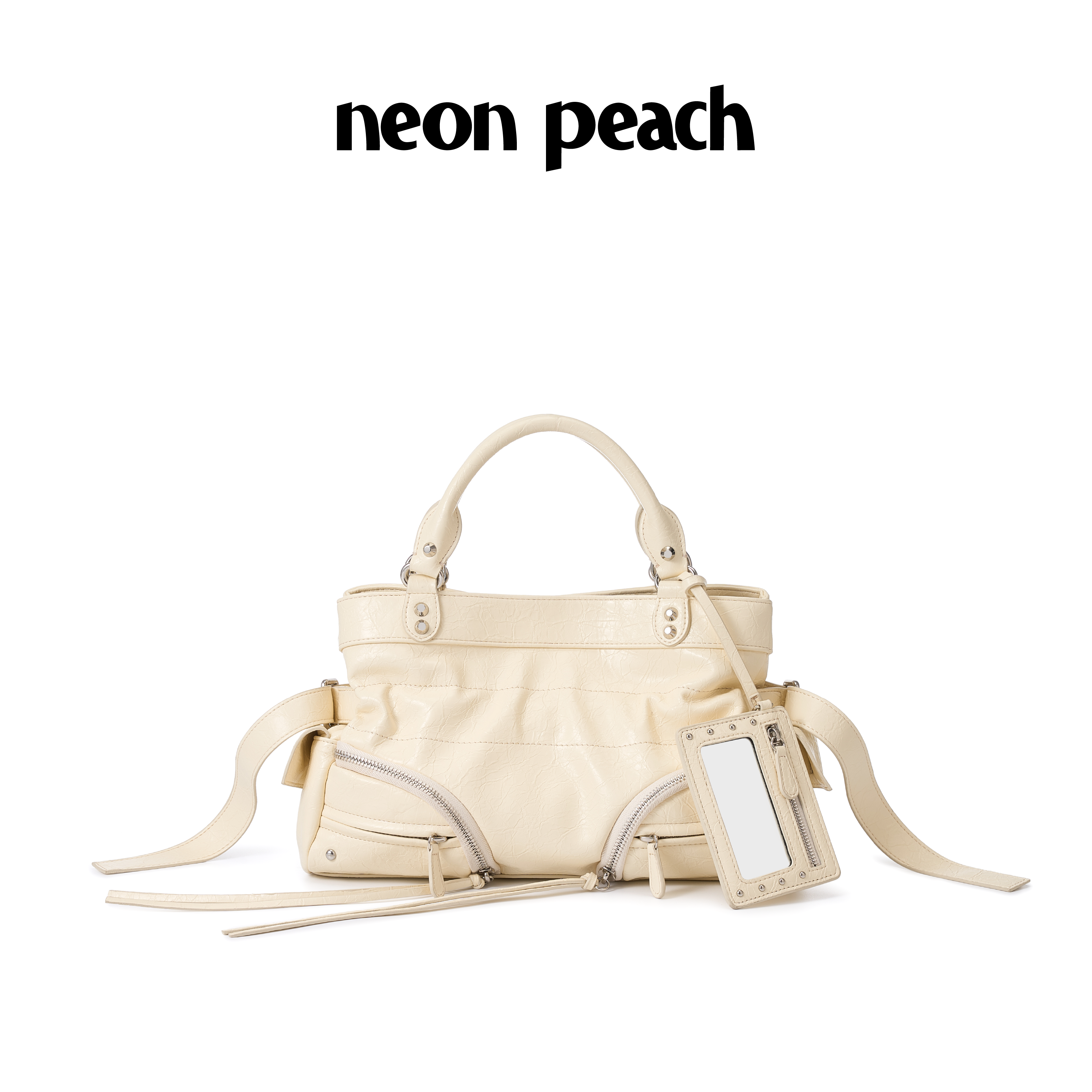 NEON PEACH霓桃原创设计慵懒城市淡黄色油蜡机车包大容量小号