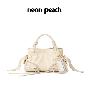 NEON PEACH霓桃原创设计慵懒城市淡黄色油蜡机车包大容量小号