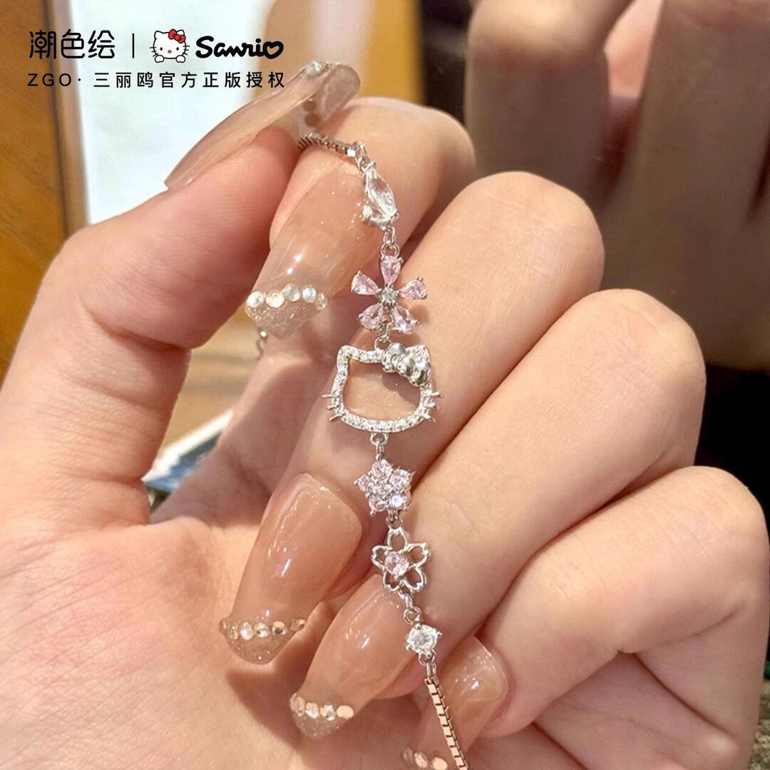 潮色绘 925银合成锆石手链 手链