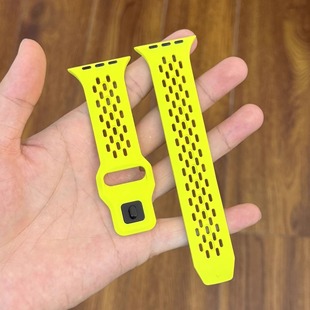 适用applewatch10代46透气网孔液态硅胶ultra2运动表带iwacth98se