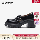 真皮通勤黑色厚底乐福鞋 莱尔斯丹YOUNG商场同款 秋冬新款 女702