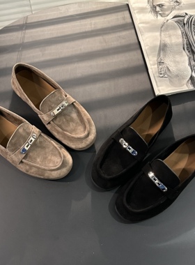 【Forever&HH】春季懒人便士鞋羊京一脚蹬舒适平底豆豆鞋