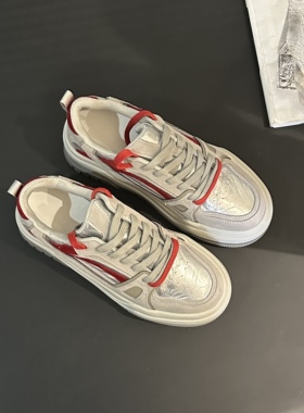 【Forever&HH】2026春季新款厚底撞色休闲鞋ins风松糕底增高板鞋