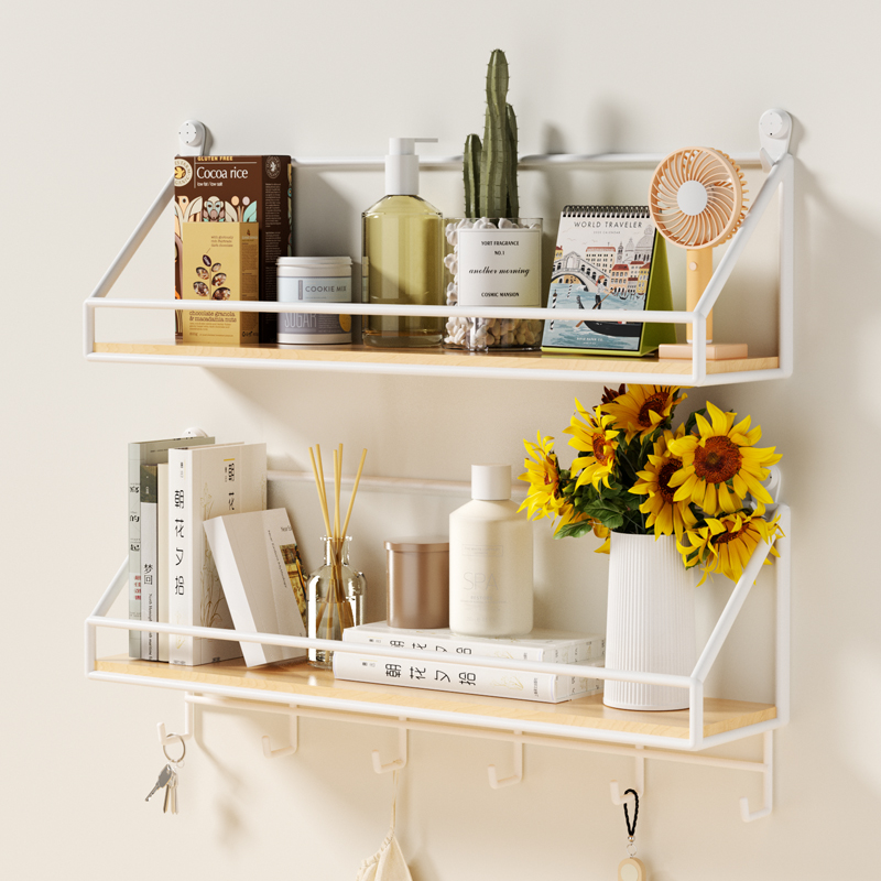 墙上免打孔置物架宿舍床头挂篮架