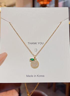 小清新可爱柠檬钛钢项链女ins潮