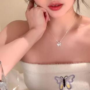 韩系爆款小众高级感猫眼石蝴蝶项链女清冷感百搭气质锁骨链颈链