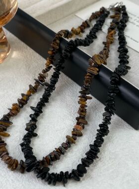 S925纯银不规则水晶碎石元宝扣项