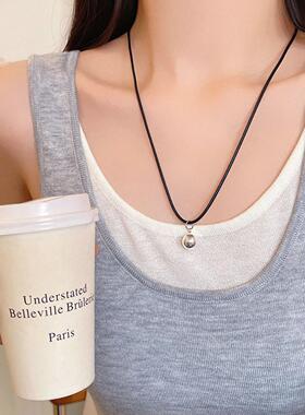 百搭时尚气质圆球吊坠抽拉式项链