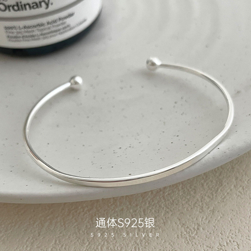 高级感S925银ins百搭极简手镯女