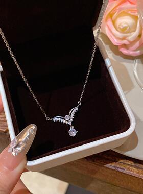 高级感精致锆石天使之翼翅膀项链