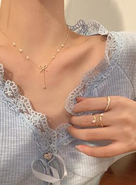 韩系甜美气质蝴蝶结项链女高级