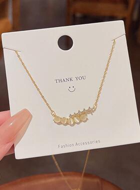 轻奢小众百搭气质猫眼石钛钢项链