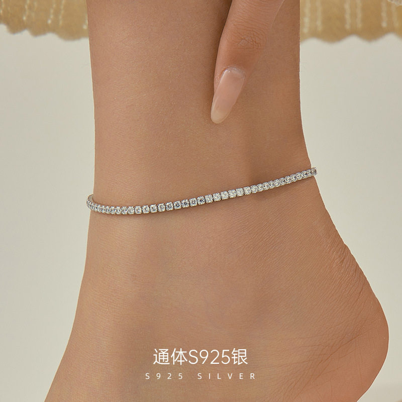 高级感S925银轻奢时尚满钻脚链女