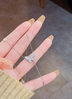 韩国爆款长款流苏蝴蝶结钛钢项链